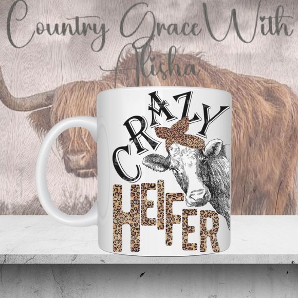 Crazy Heifer Cow Lovers Mug 11oz Ceramic Coffee Mug Tea Cup - Picture 1 of 1